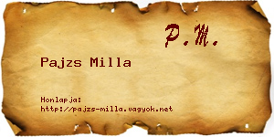 Pajzs Milla névjegykártya